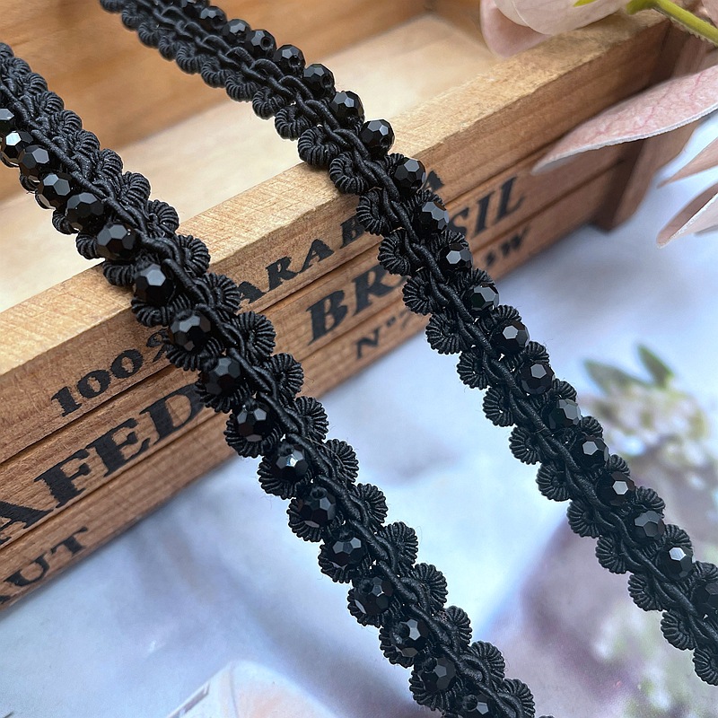 Beaded Trim Fringe - 90cm Beaded Lace Trim Braided Tape