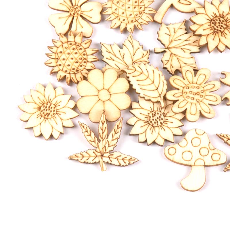 30Pcs 25-30mm Wood DIY Accesso - Embellishments For Scrapbooking ulasan dan harga