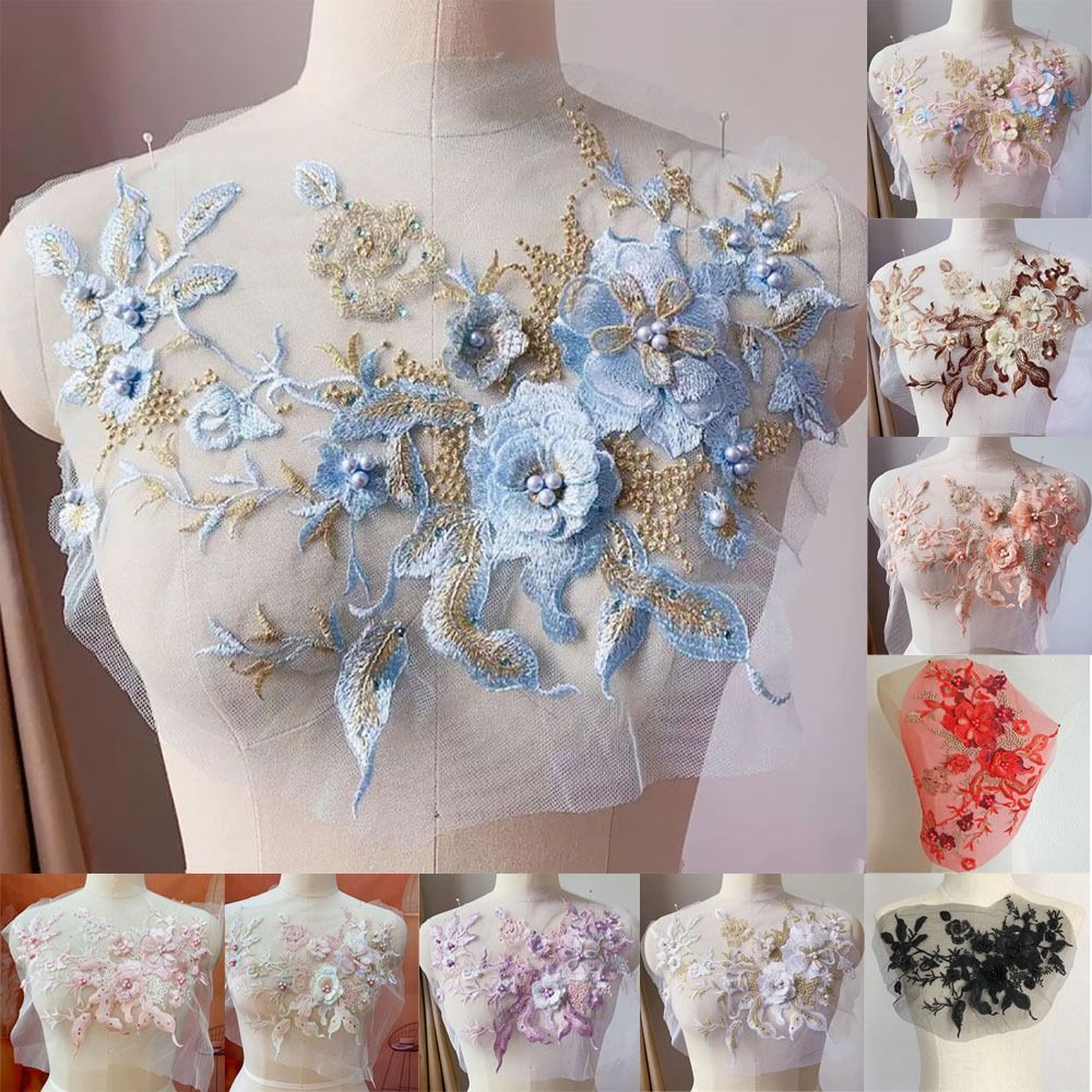 3D Flowers Beaded Lace Fabrics - Embellishments For Scrapbooking ulasan dan harga