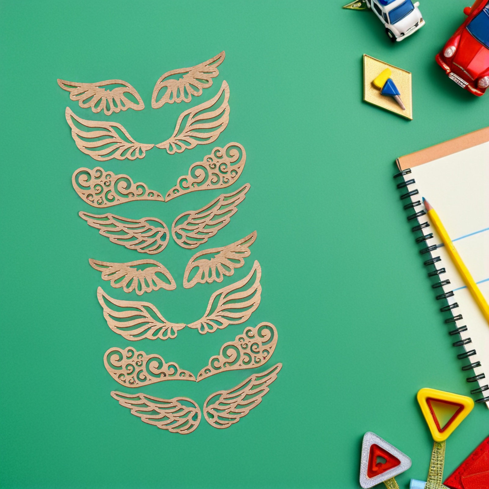 40Pcs Wood Wings Cutouts Unpai - Christmas Craft Embellishment ulasan dan harga