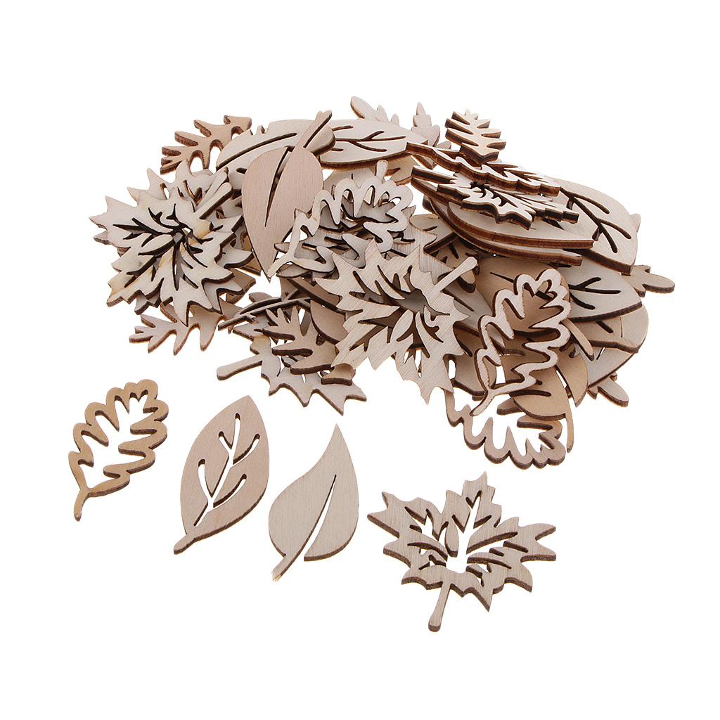 50 Pieces Wooden Leaves Embell - Christmas Craft Embellishment ulasan dan harga