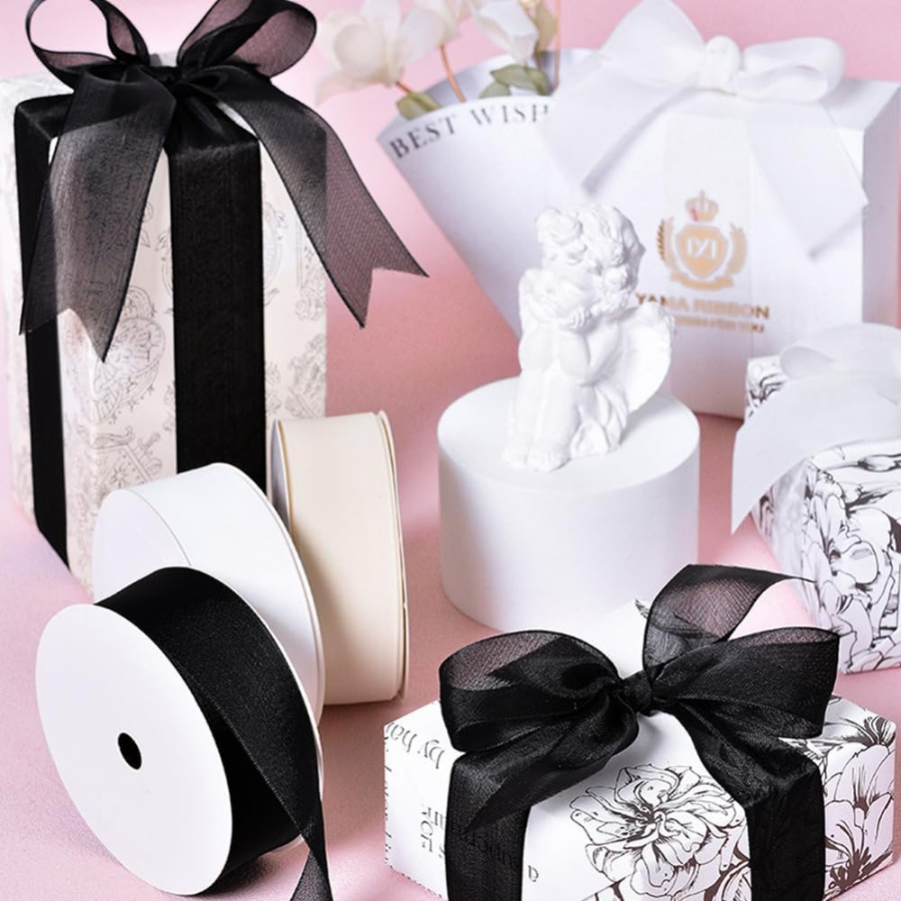 1Inch Black Organza Ribbon Wir - Organza Ribbon Spool ulasan dan harga