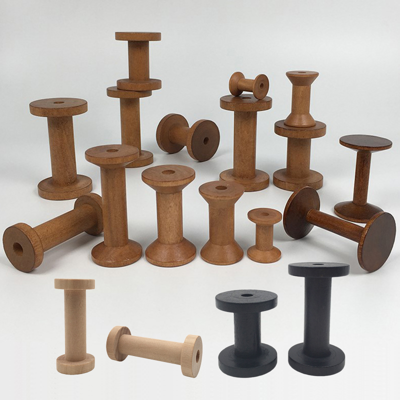 10Pcs/Set Vintage Natural Wood - Organza Ribbon Spool ulasan dan harga