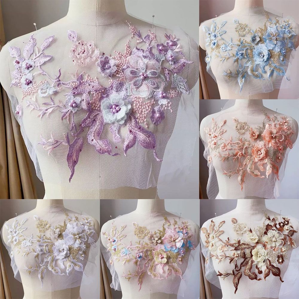 3D Flowers Beaded Lace Fabrics - Embellishments For Scrapbooking ulasan dan harga