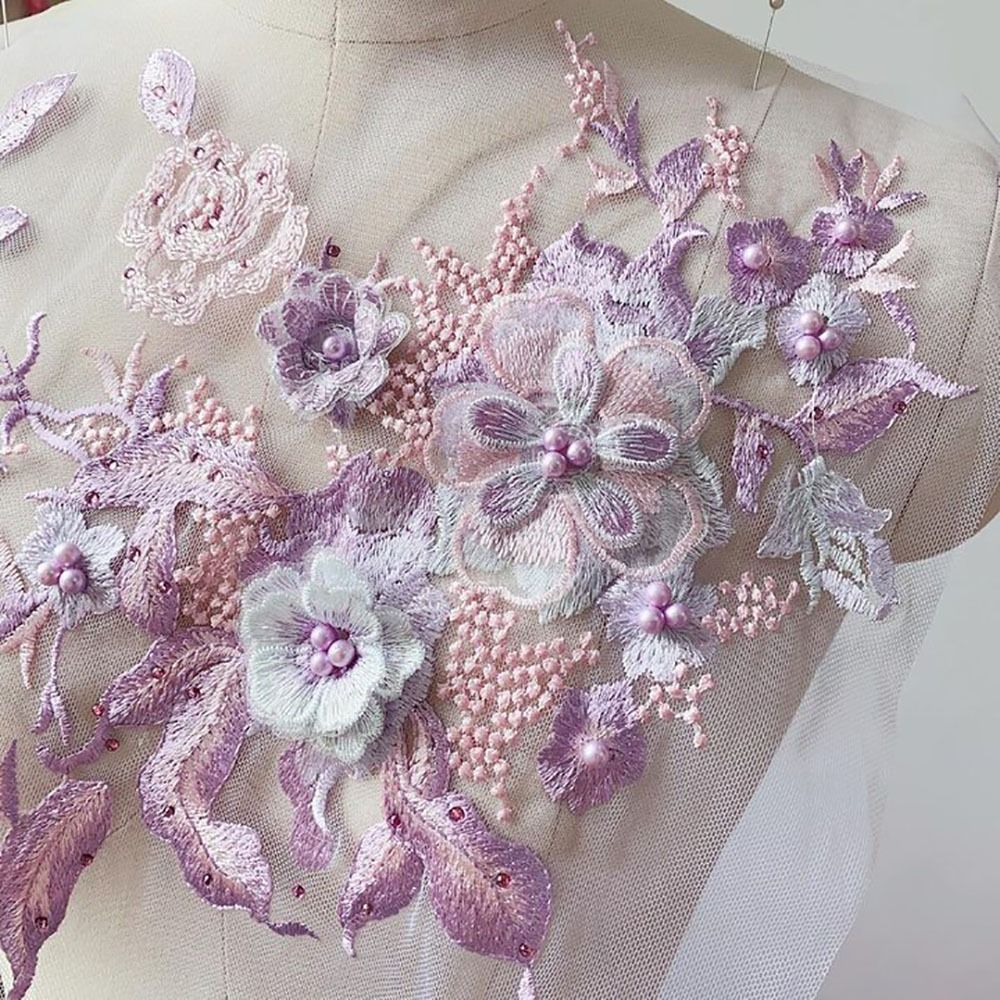 3D Flowers Beaded Lace Fabrics - Embellishments For Scrapbooking ulasan dan harga
