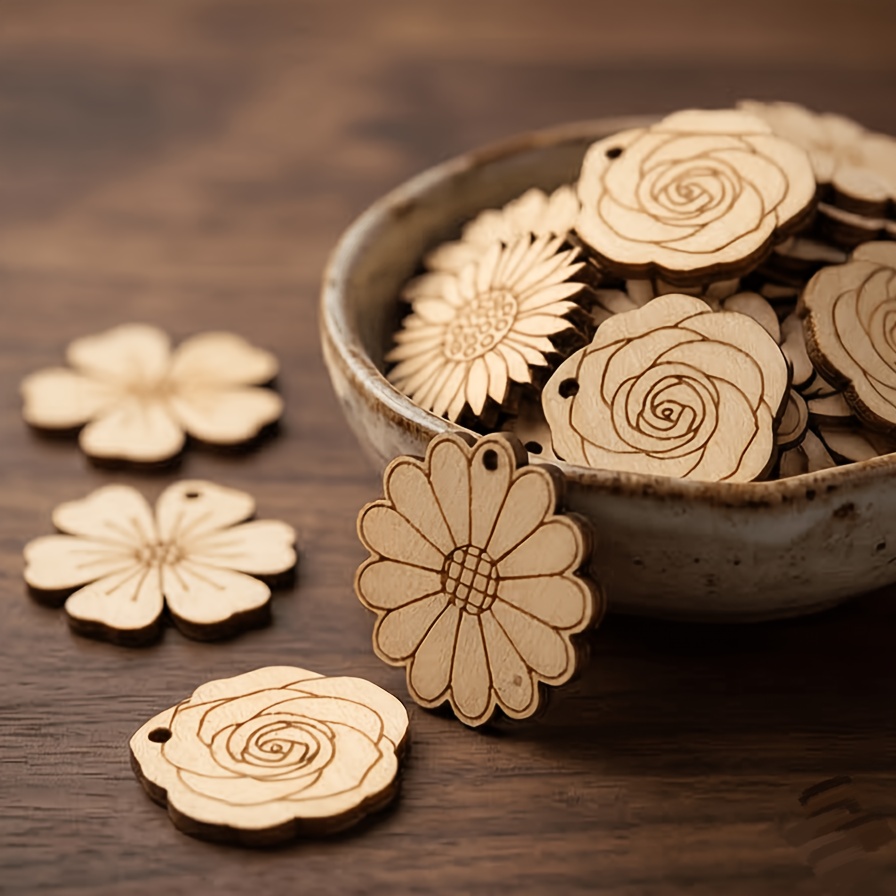 50Pcs/set 35mm Mixed Flower Wo - Easter Craft Embellishment Set ulasan dan harga