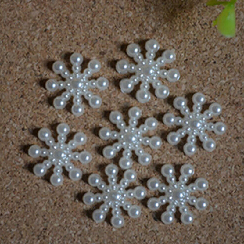 100pcs White Pearl Resin Snowf - Christmas Craft Embellishment ulasan dan harga