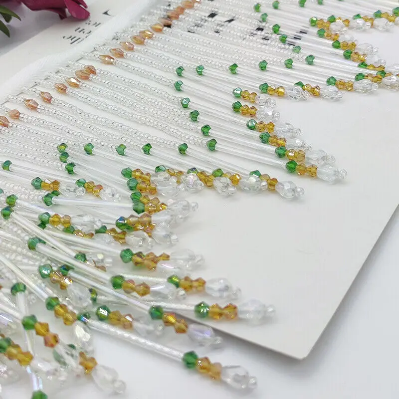 Glass Tube Fringe Tassel 16cm  - Beaded Trim Fringe ulasan dan harga