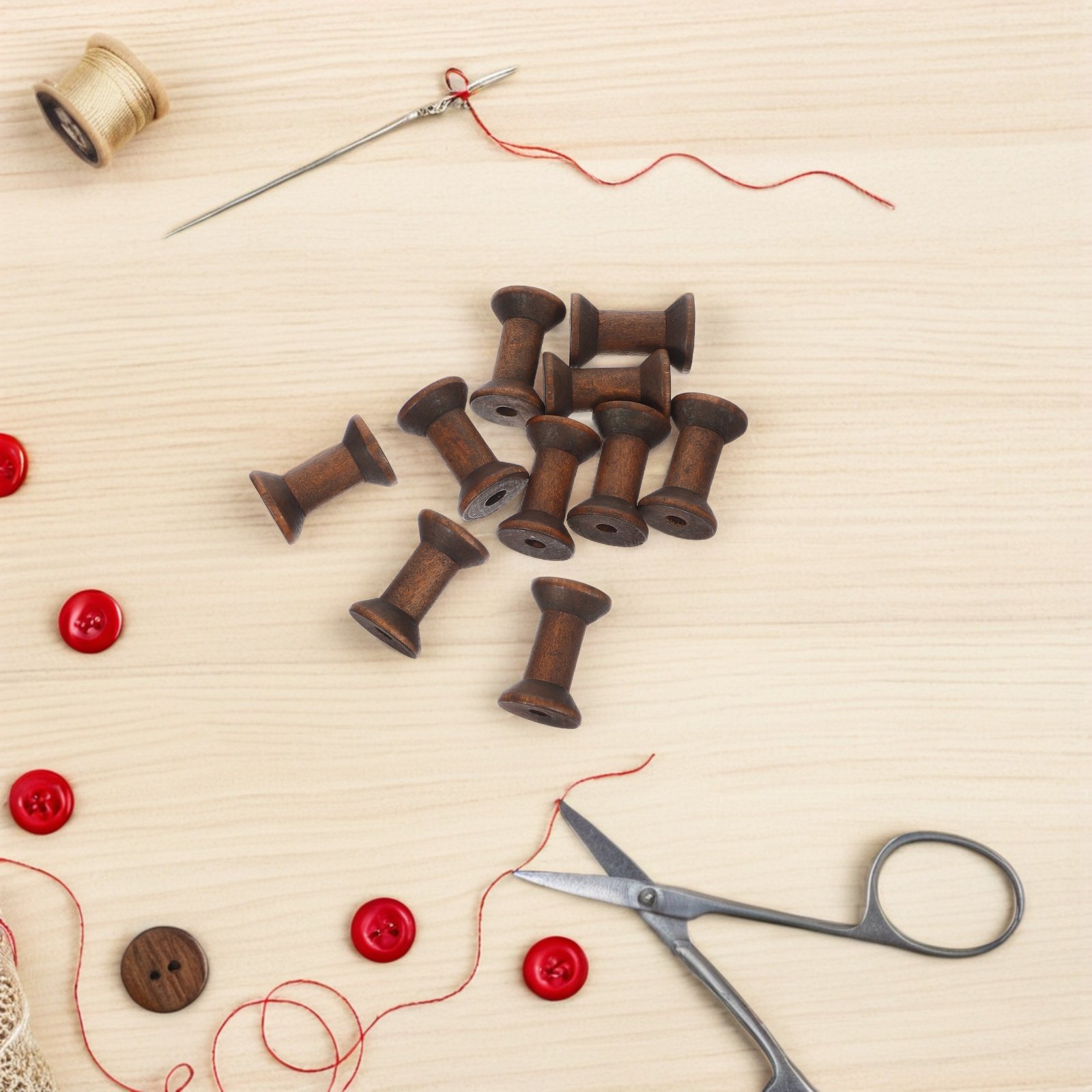 10Pcs Natural Wood Spools Vint - Organza Ribbon Spool ulasan dan harga